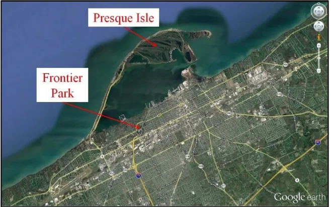Figure 2: Frontier Park location (image modified from Google Earth).  