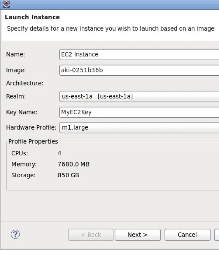 Figure 1.7. Deltacloud perspective: Launching an instance