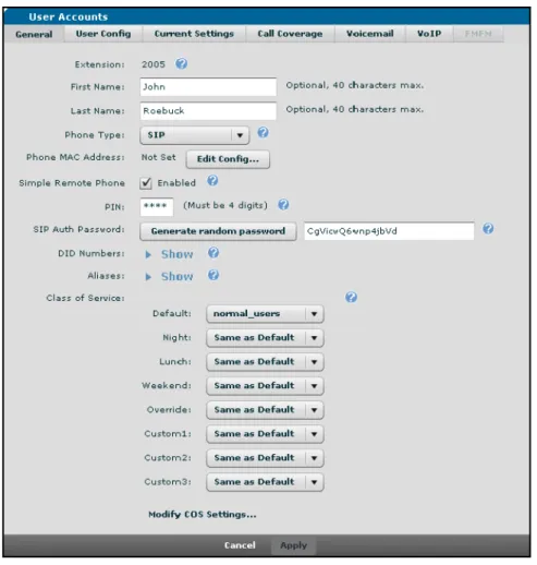 Figure 6.  New User General Tab