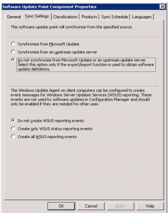 Figure 10: SCCM Software Update Point Component properties 5. This setting configures your software update point to receive custom 