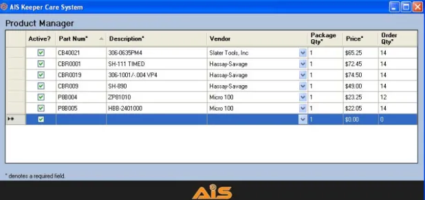 Figure 9. Product Manager Screen. 