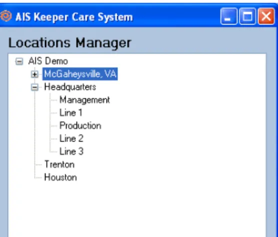 Figure 3. Locations Manager Screen.