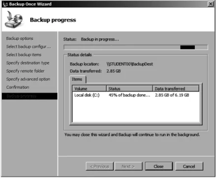 Figure 12-9: Backup Progress 