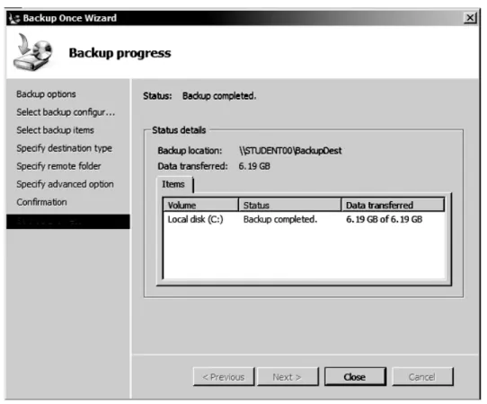 Figure 12-10: Completed backup 