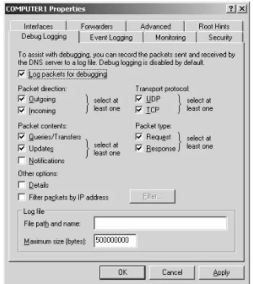 Figure 5-9 shows the Debug Logging tab.