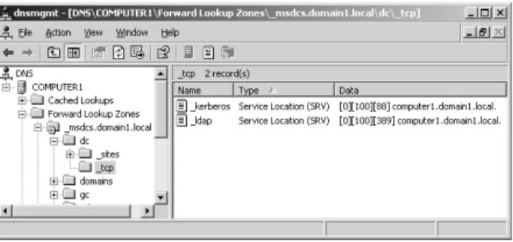 Figure 5-13 SRV resource records for a domain controller