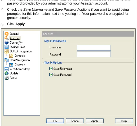 Figure 4  Options Dialog – Accounts Page 