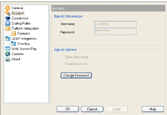 Figure 68  Options Dialog – Account Page