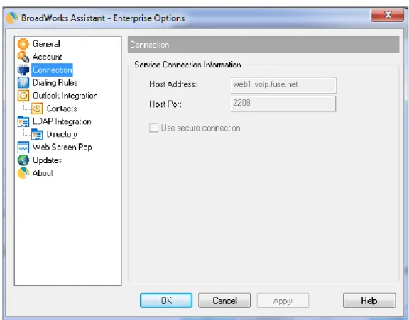 Figure 70  Options Dialog – Connections Page