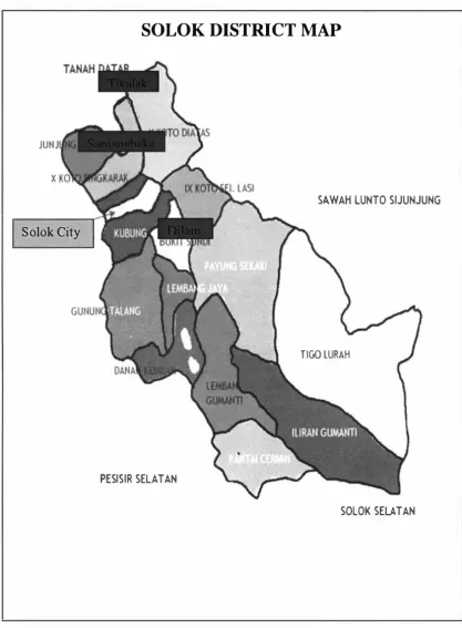 Figure 5. 1 .  Map of Solok District and research sites 