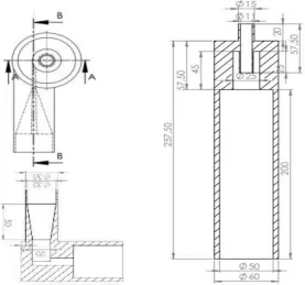 Fig. 1. Sectional views of the cyclone separator 