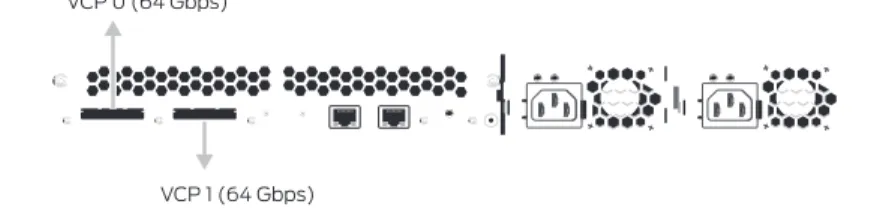 Figure 2 illustrates the Virtual Chassis ports on the EX4200 switch rear panel.