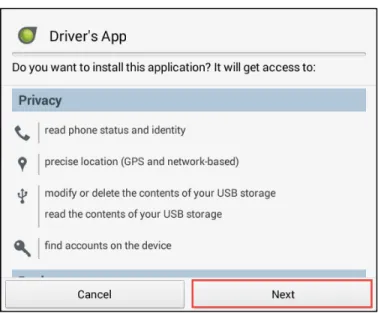 Figure 17- Drivers App, Next Pop-Up 