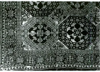 Figure 37. Detail, English 16th century 'Turkey work', combining Turkish carpet weaving patterns with thistles and roses 