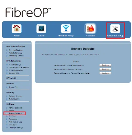 Figure 2 Factory Reset 