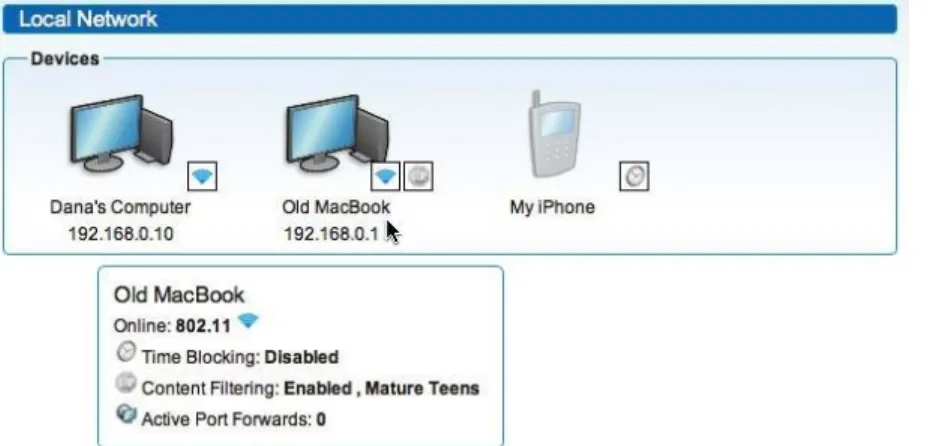 Figure 3: View of the Local Network pane in the My Network area, showing information for a specific device