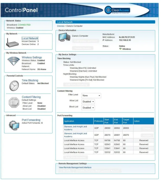 Figure 4: Device Information summary page 