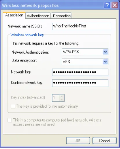 Figure 7 – Wireless Network Properties Screen 