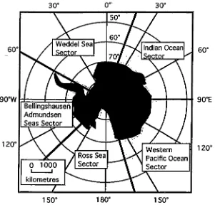 Figure 1.3 Antarctic sea ice sectors (Gl!2Sersen et al 1992). 