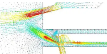 Figure 3.2-8. Magnetron - temperature (left) and velocity field 