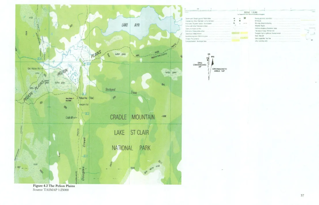 Figure 4.2 The Pelion Plains Source: TASMAP 1:25000 