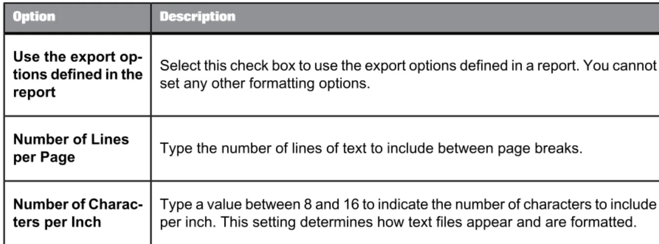 Table 7-11: Paginated Text format DescriptionOption