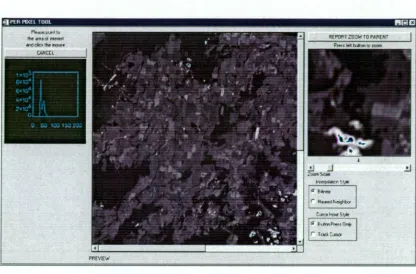Figure 6.3 Per Pixel Tool. The window on the left shows the histogram of pixel values for the entire image