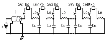 Fig. 7. Calculated waveforms of the discharge current and voltage at the exit from the tube