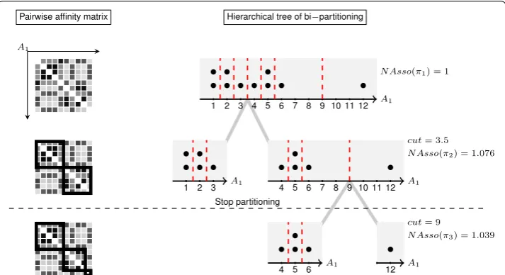 Fig. 5 GraphS. The affinity matrix and hierarchical tree views of the proposed splitting discretization algo‑rithm