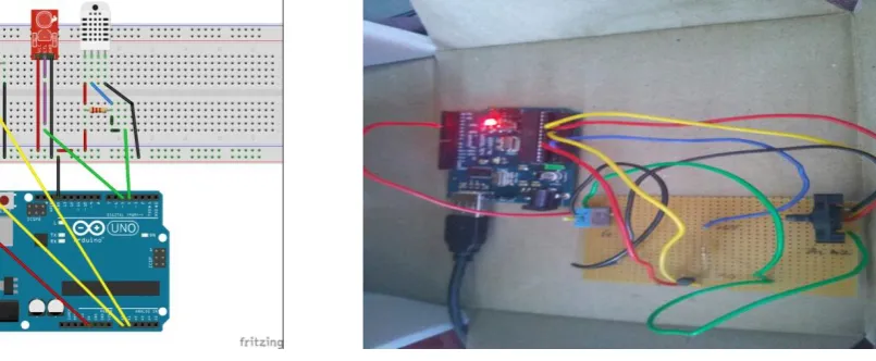 Figure 4 Sensor simulated circuit on fritzing software     