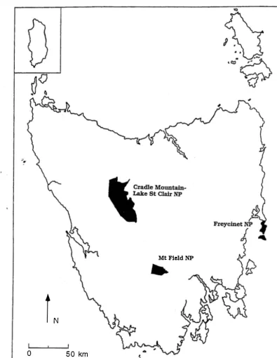 Figure 2.4: National Parks in Tasmania, 1937. NP - National Park. 