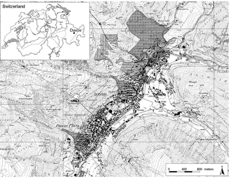 Fig. 2. The municipality of Davos, covering totally 254 km2, is located in the eastern part of Switzerland