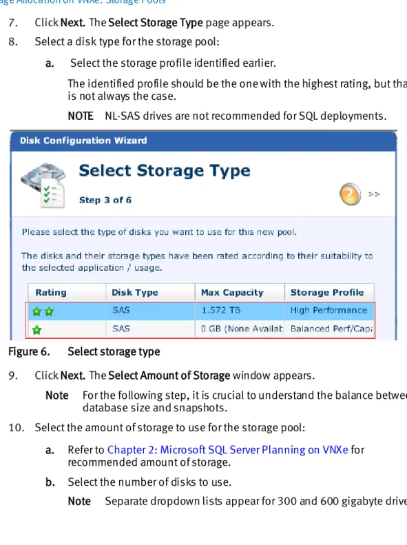 Figure 6.  Select storage type 