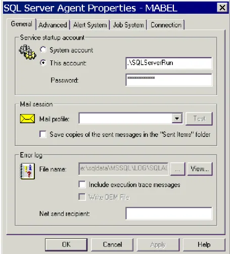 Figure 4. Configuring SQL Server Agent from the Enterprise Manager. 