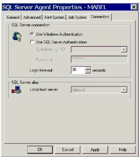 Figure 8. SQL Server Agent uses NT authentication by default. 