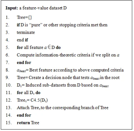 Figure 4. Description of C4.5 Algorithm 