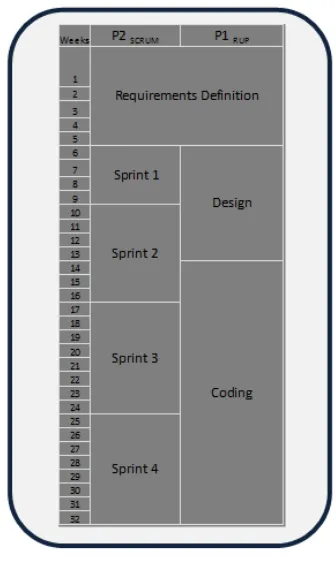 Figure 1. Comparison of the use of time made by P2SCRUM and P1RUP.