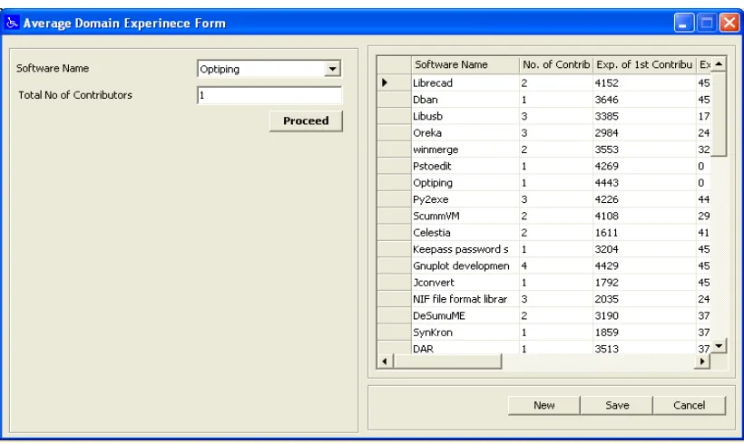Figure 2. Software Details Form. 