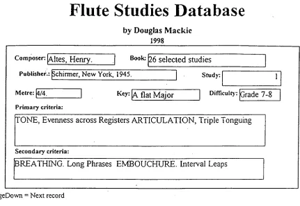 FIGURE 3.3 Flute Studies Database 