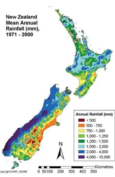 Figure 1: New Zealand rainfall 1971 – 2000 (Source: NIWA) 