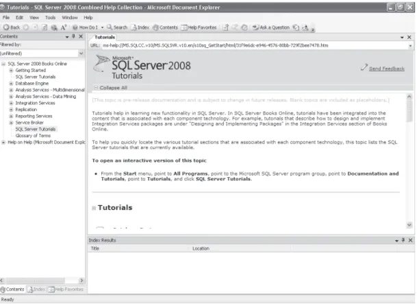 FIGURE 3-1  SQL Server 2008 tutorials
