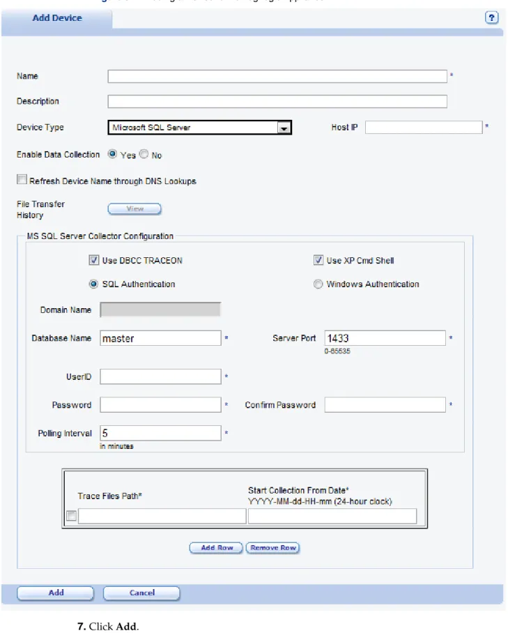 Figure 6 Adding a Device to the LogLogic Appliance