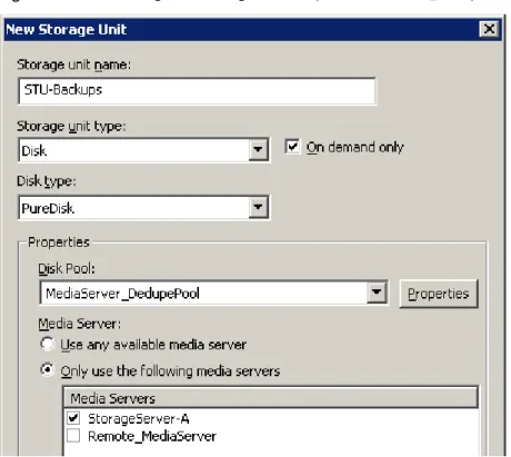 Figure 2-7 Storage unit settings for backups to MediaServer_DedupePool