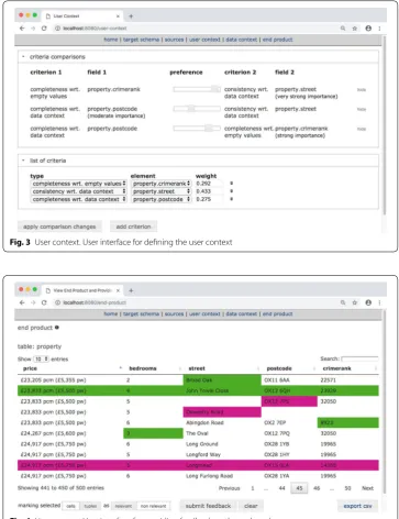 Fig. 3 User context. User interface for defining the user context