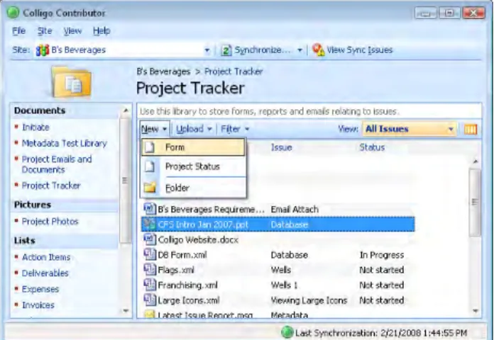 Figure 8 – Colligo Contributor Rich Client Interface Showing Email  Document Library