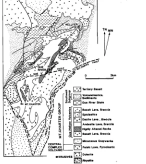 Figure 2.2: General geology around the Hellyer deposit, north-west Tasmania (after Drown, 1990) 