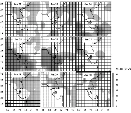 Fig. 4. Spatial distribution of SLHF anomaly in the Gujarat region. 
