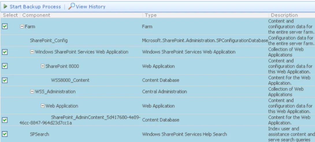 Figure 5: Backup and Restore Tool in Central Administration 