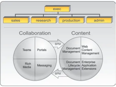 Figure 1.1 displays a grid of applications by department. All ECM technologies and appli- appli-cations can be mapped to an organizational chart
