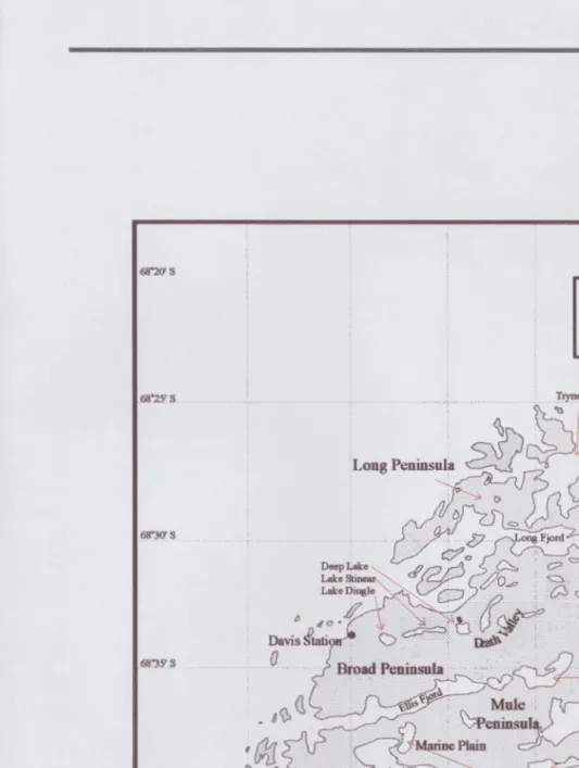 Figure 1.3 - Major features of the Vestfold Hills. 